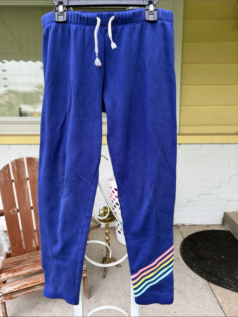SO Royal Blue Kids Joggers with Multicolor Stripe Hem